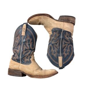 Men's Rod Patrick Tan Suede Leather Cowboy Boots Western  Size 8.5 D